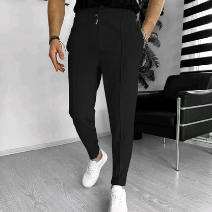 Cute Men's Male Drawstring Exercise Casual Trousers Pants Black 2XL