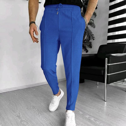 Cute Men's Male Drawstring Exercise Casual Trousers Pants Sapphire Blue 2XL