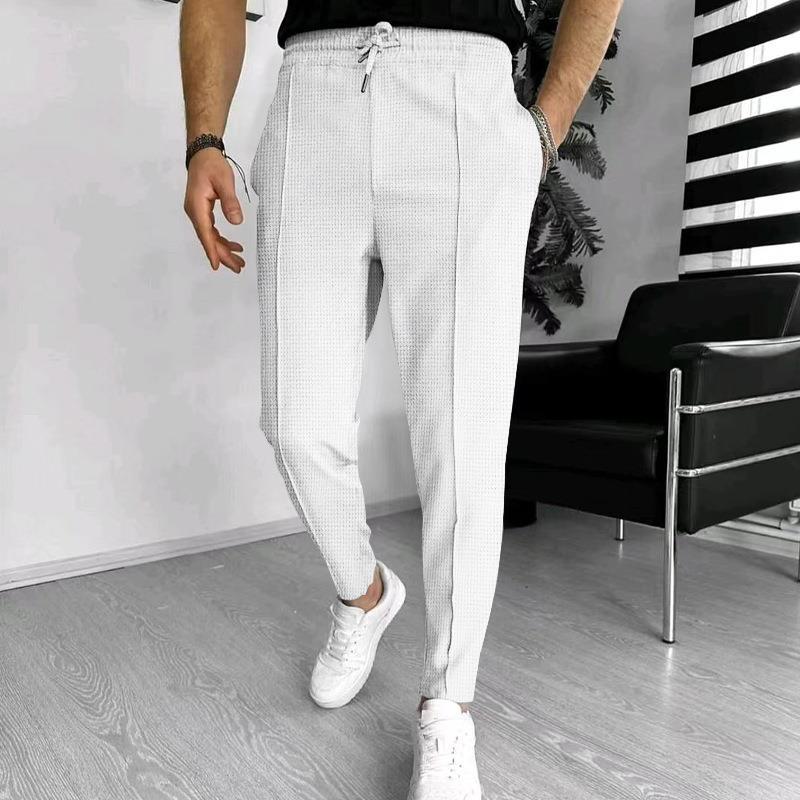 Cute Men's Male Drawstring Exercise Casual Trousers Pants White 2XL