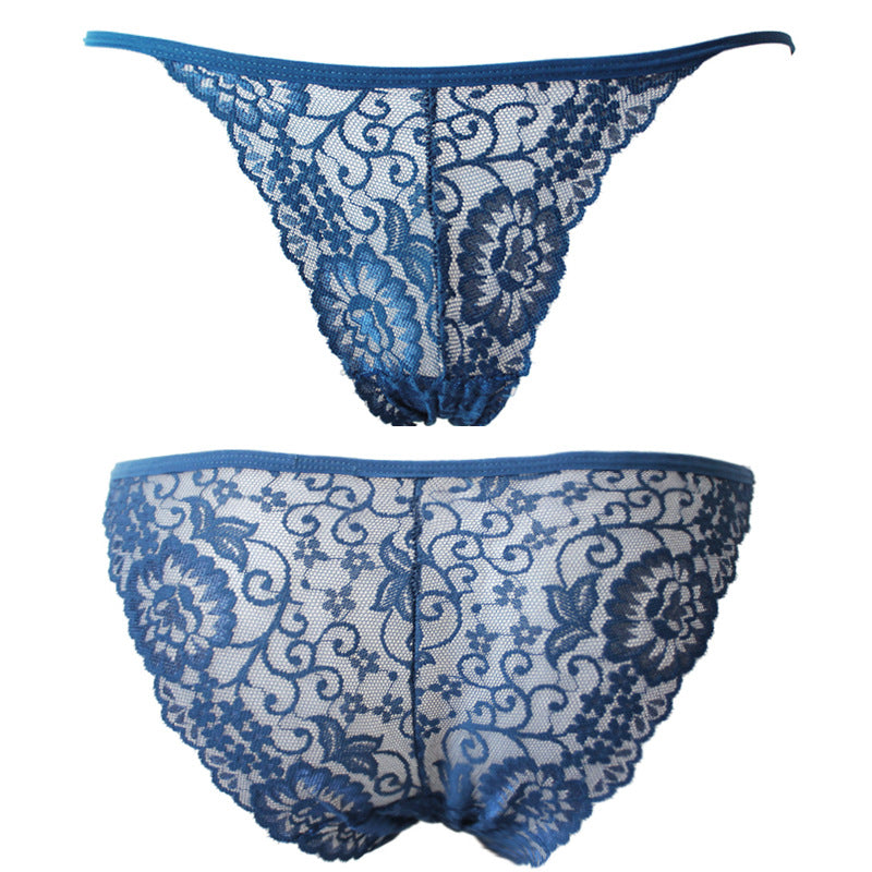 Sexy Women's Lace Brief Underwear Female Dark Blue One size