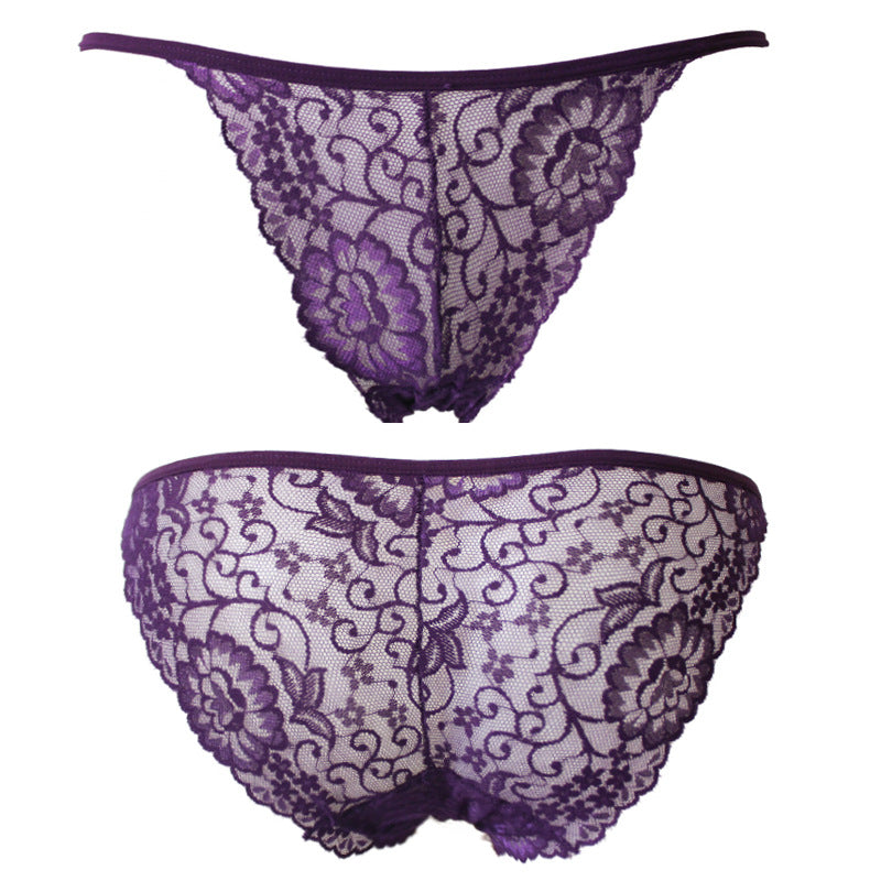 Sexy Women's Lace Brief Underwear Female Purple One size