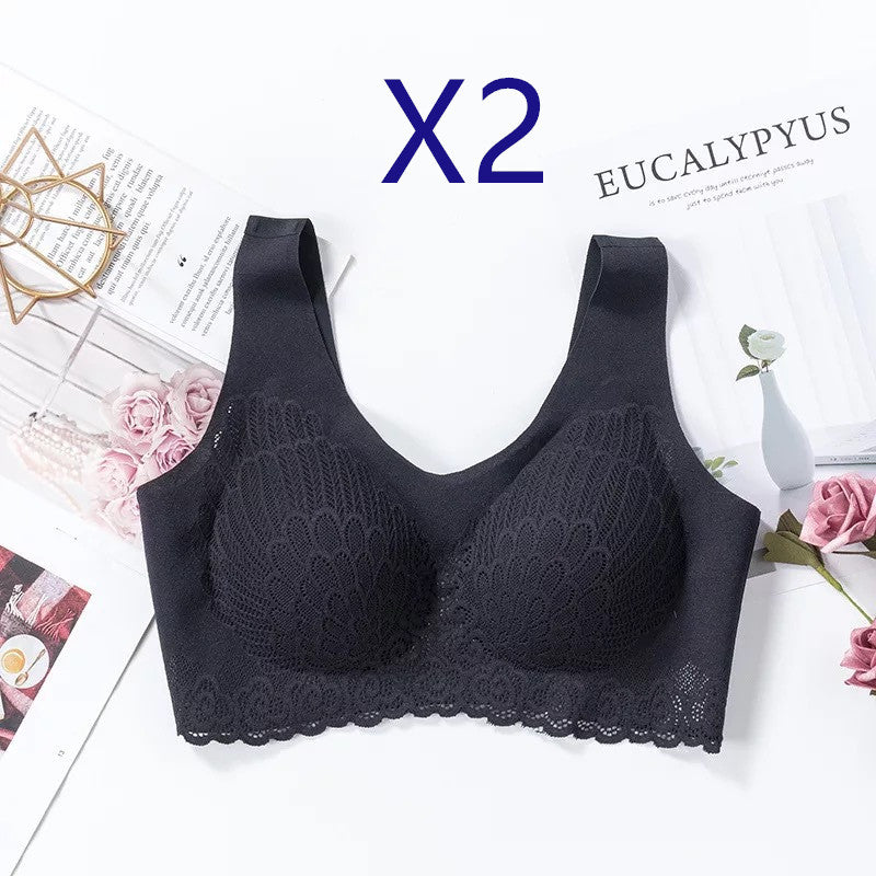 Comfy Women's Female Lace Bra Underwear Black2pcs L