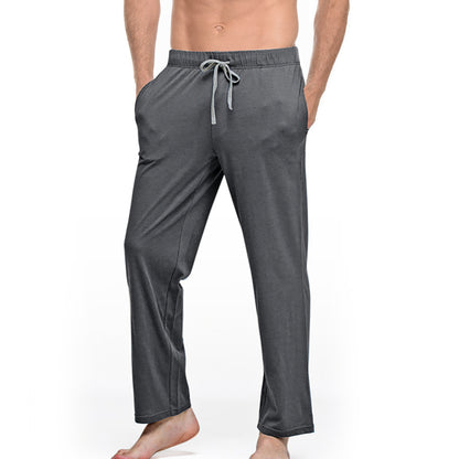 Cute Men's Male Cotton Solid Color Pyjamas Casual Pants Dark grey 2XL