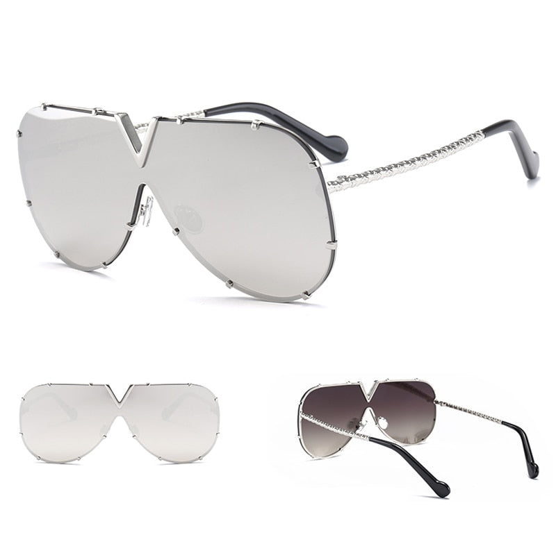 Cute Men's Stylish Sunglasses For Men Women Male Female frameless, rivet, personality glasses E