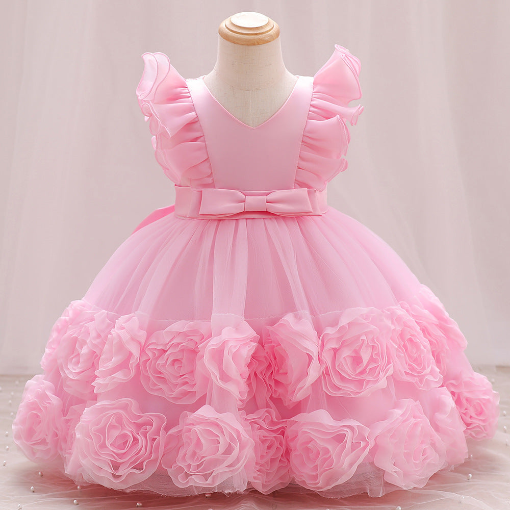 Lovely Girls' Princess Children's Dress Vest Pink 100cm