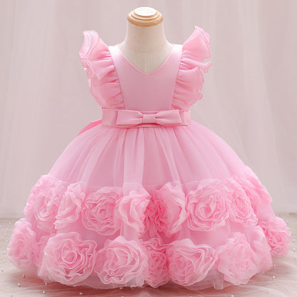 Lovely Girls' Princess Children's Dress Vest Pink 100cm