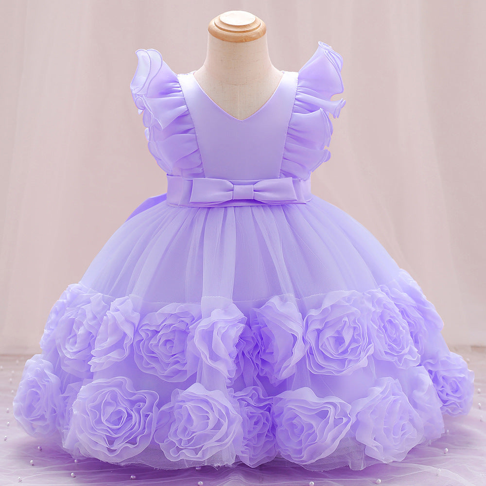 Lovely Girls' Princess Children's Dress Vest Purple 100cm