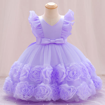 Lovely Girls' Princess Children's Dress Vest Purple 120cm