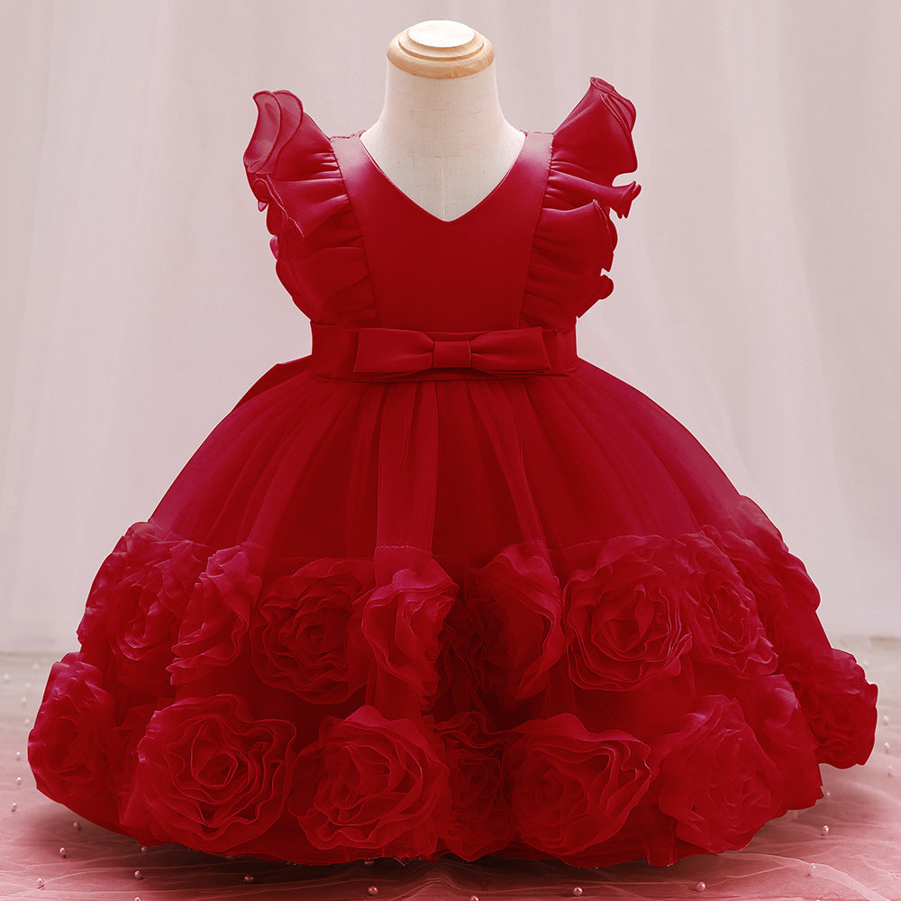 Lovely Girls' Princess Children's Dress Vest Red 110cm