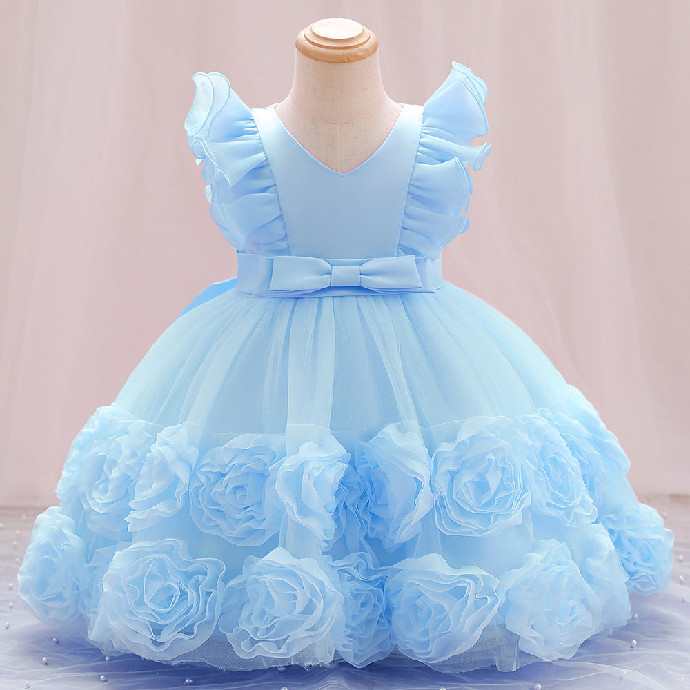 Lovely Girls' Princess Children's Dress Vest Sky Blue 100cm