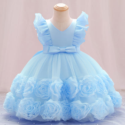 Lovely Girls' Princess Children's Dress Vest Sky Blue 100cm