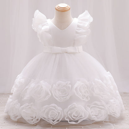 Lovely Girls' Princess Children's Dress Vest White 100cm