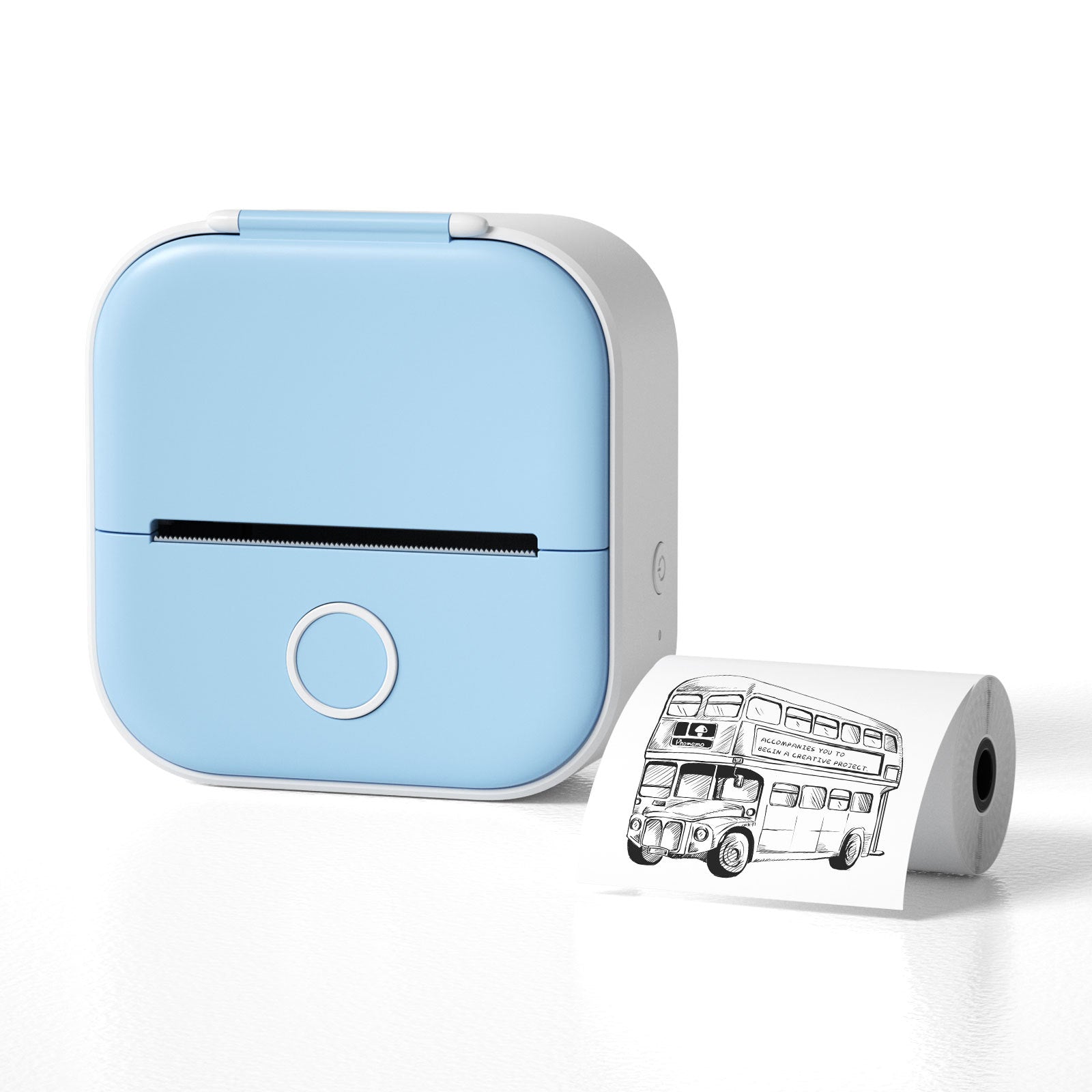 Portable Mini Thermal Label Printer Home Photo Printer Bluetooth Blue USB