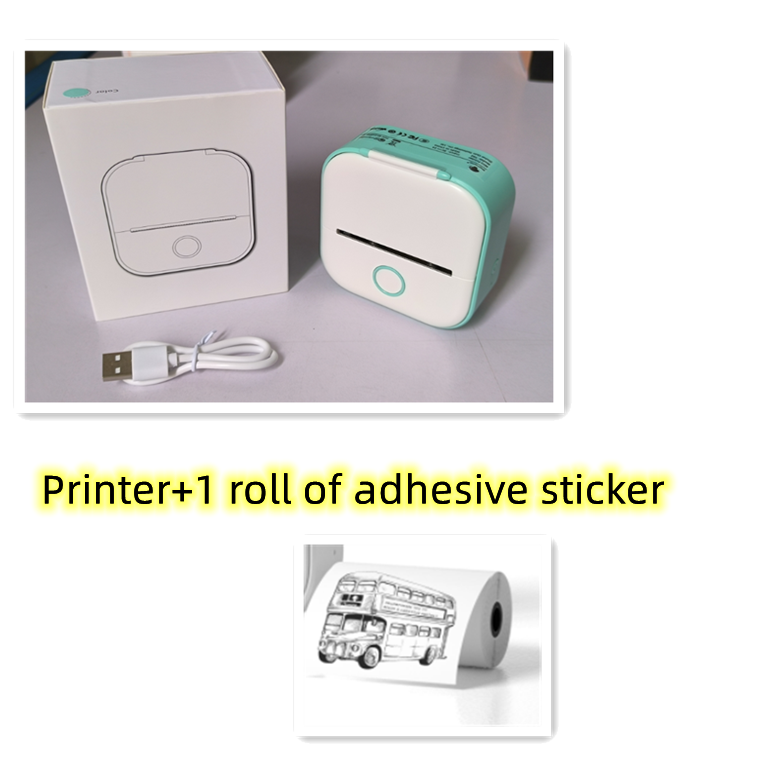 Portable Mini Thermal Label Printer Home Photo Printer Bluetooth Green USB