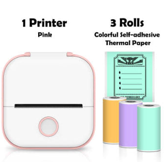 Portable Mini Thermal Label Printer Home Photo Printer Bluetooth Pink and Style C USB