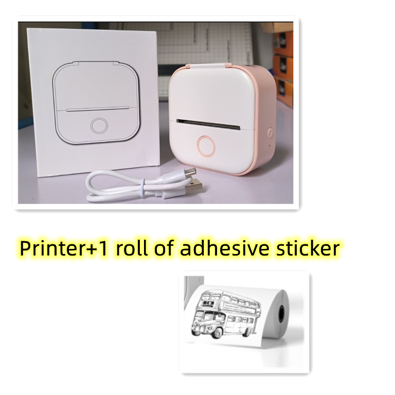 Portable Mini Thermal Label Printer Home Photo Printer Bluetooth Pink USB