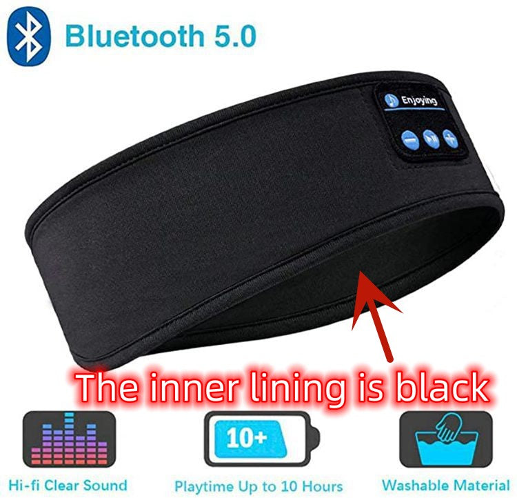 Wireless Bluetooth Sleeping Headphones Headband Thin Soft Elastic Comfortable Black