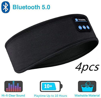 Wireless Bluetooth Sleeping Headphones Headband Thin Soft Elastic Comfortable Black 4pcs