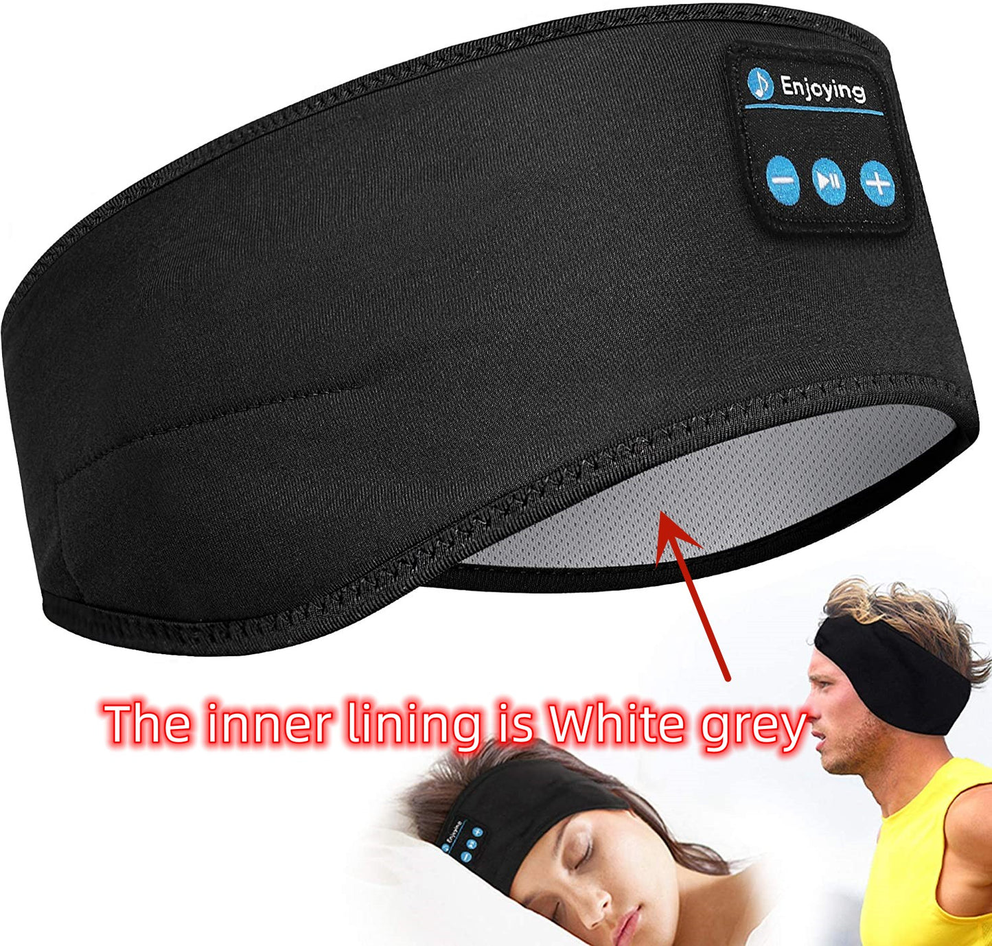 Wireless Bluetooth Sleeping Headphones Headband Thin Soft Elastic Comfortable Black A