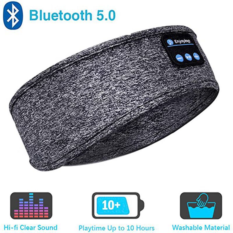 Wireless Bluetooth Sleeping Headphones Headband Thin Soft Elastic Comfortable Grey