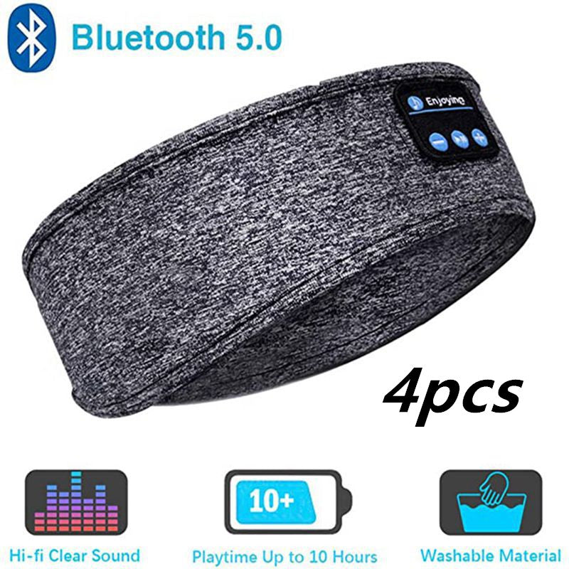 Wireless Bluetooth Sleeping Headphones Headband Thin Soft Elastic Comfortable Grey 4pcs