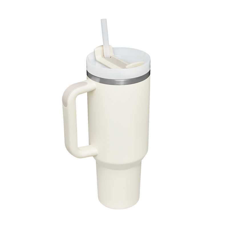 Ochapa 40 Oz Tumbler With Straw Insulated Stainless Steel Spill Proof Vacuum Cream white 1200ML