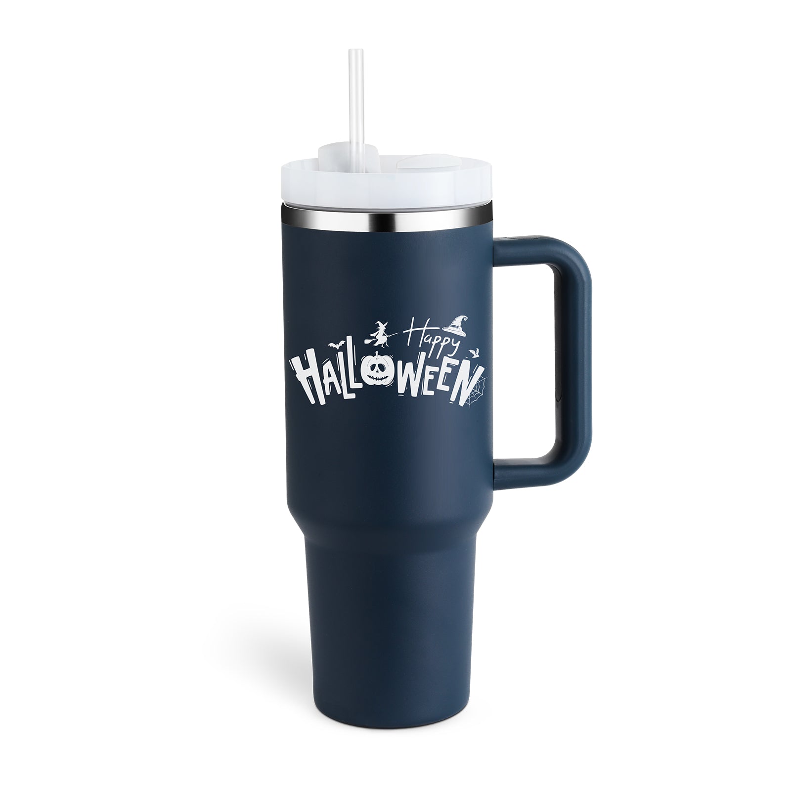 Ochapa 40 Oz Tumbler With Straw Insulated Stainless Steel Spill Proof Vacuum Halloween dark Blue 1200ML