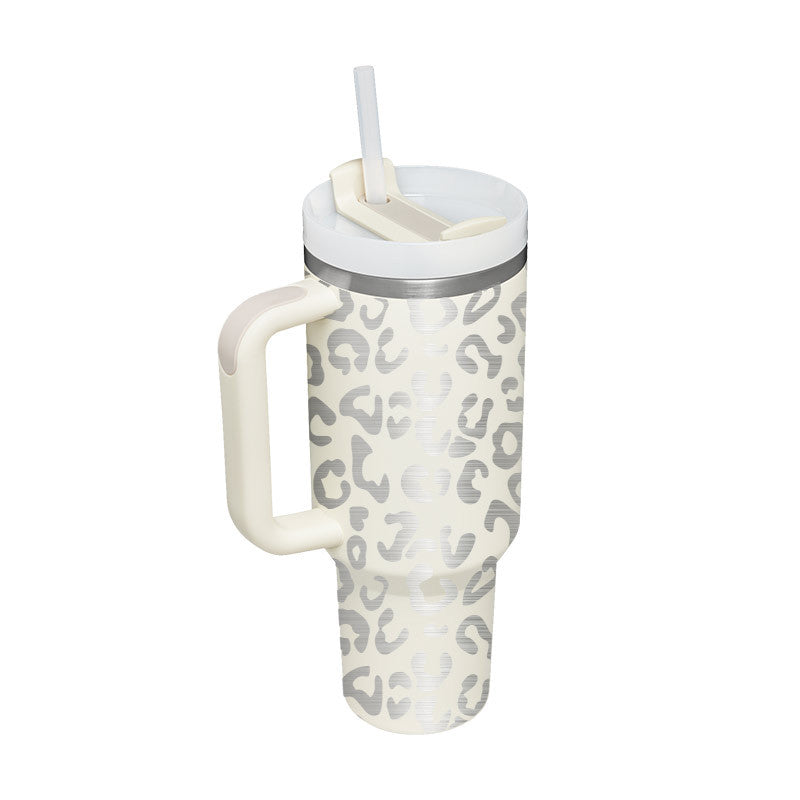 Ochapa 40 Oz Tumbler With Straw Insulated Stainless Steel Spill Proof Vacuum Ivory white 1200ML