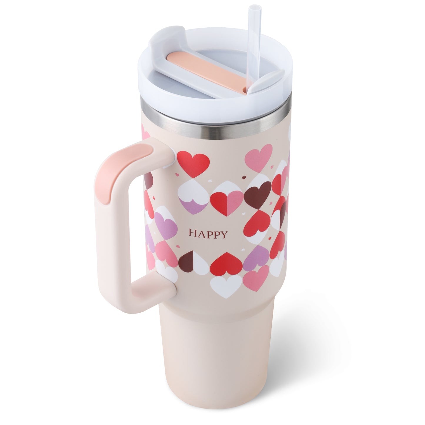 Ochapa 40 Oz Tumbler With Straw Insulated Stainless Steel Spill Proof Vacuum Pink love A 1200ML