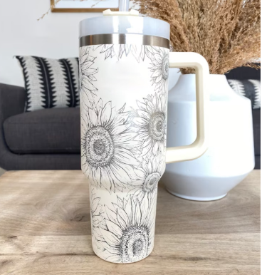 Ochapa 40 Oz Tumbler With Straw Insulated Stainless Steel Spill Proof Vacuum Sunflower 1200ML