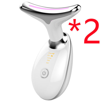 EMS Thermal Neck Lifting And Tighten Massager Electric Wrinkle Remover 2pcs White