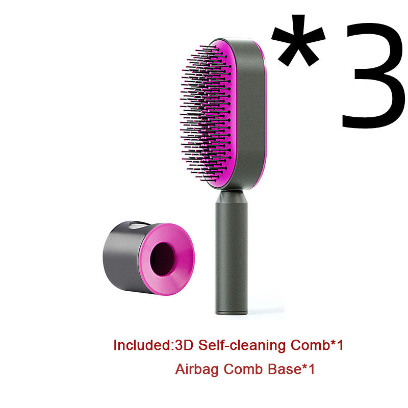 Hair Brush For Women One-key Cleaning Hair Loss Airbag Scalp Comb Hairbrush 3pcs Set C