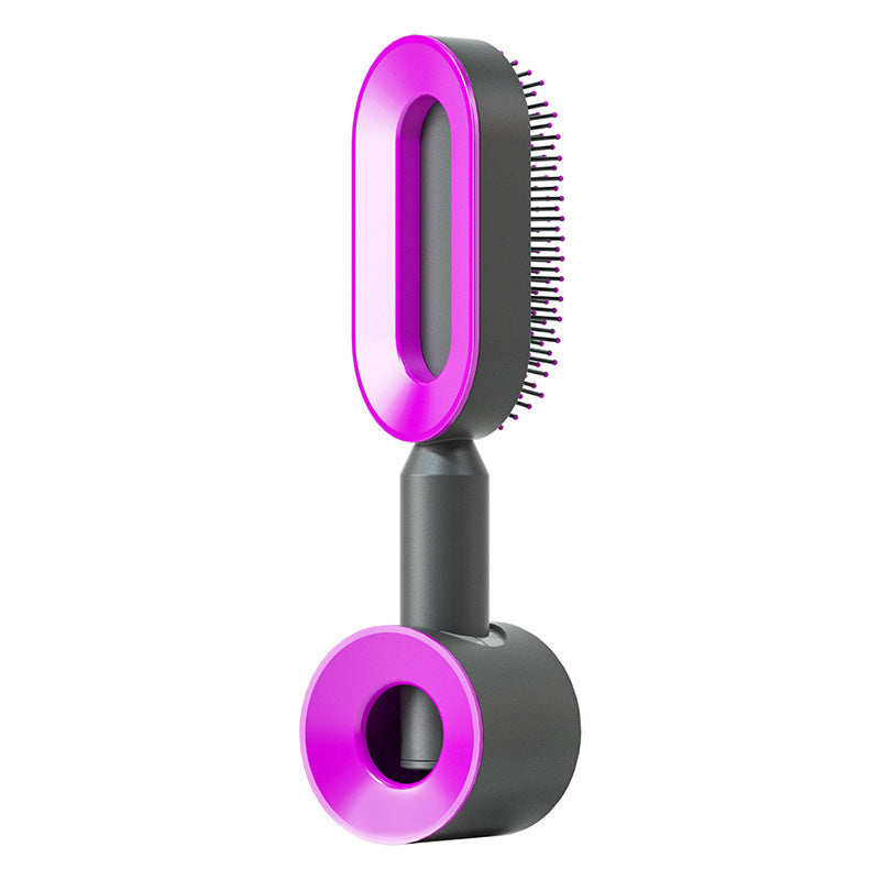 Hair Brush For Women One-key Cleaning Hair Loss Airbag Scalp Comb Hairbrush Black purple Set