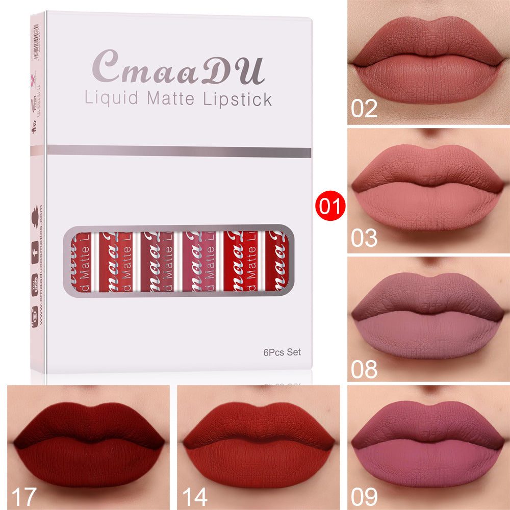 Six Boxes Of Matte Non-stick Cup Waterproof Lipstick Long Lasting Lip Gloss A