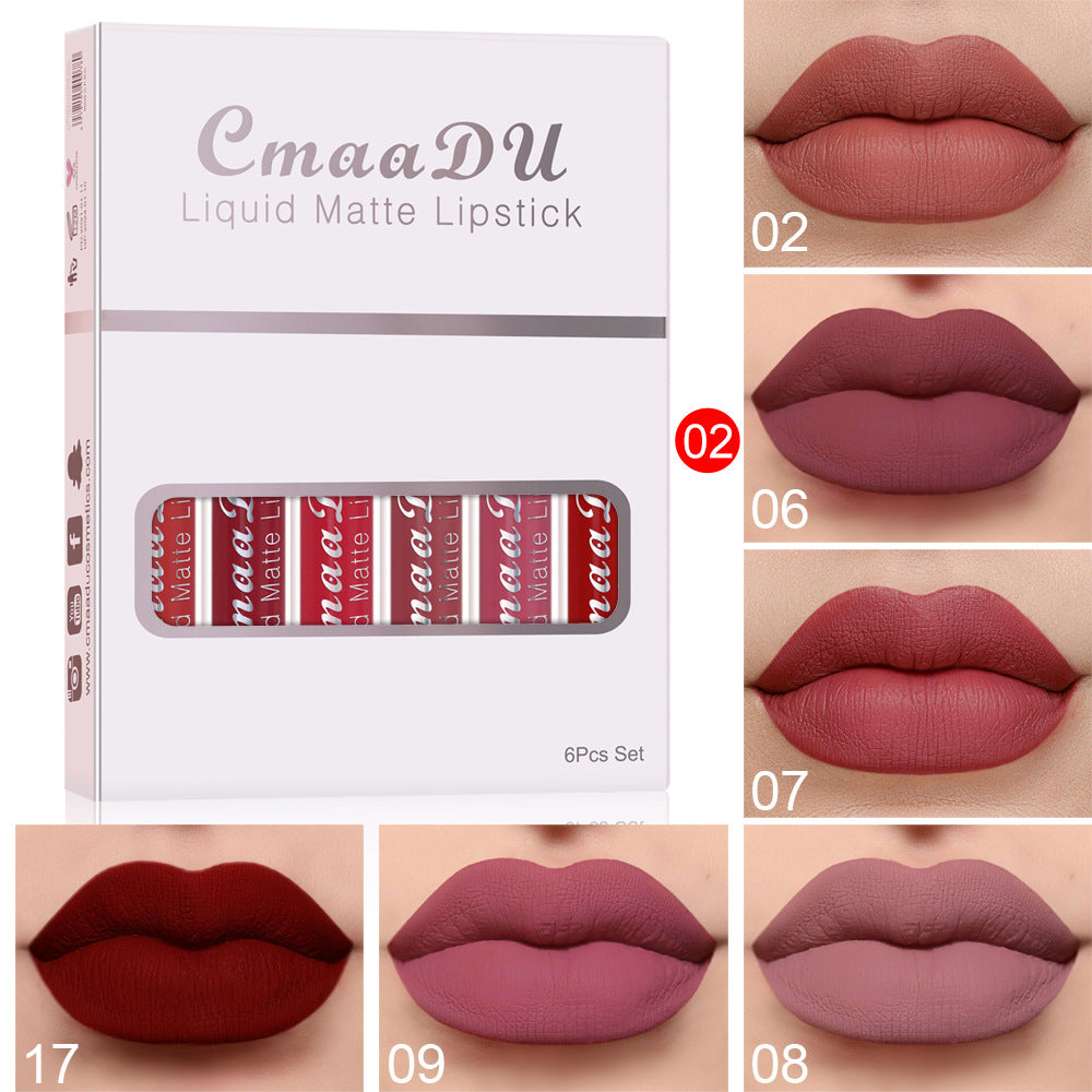 Six Boxes Of Matte Non-stick Cup Waterproof Lipstick Long Lasting Lip Gloss B