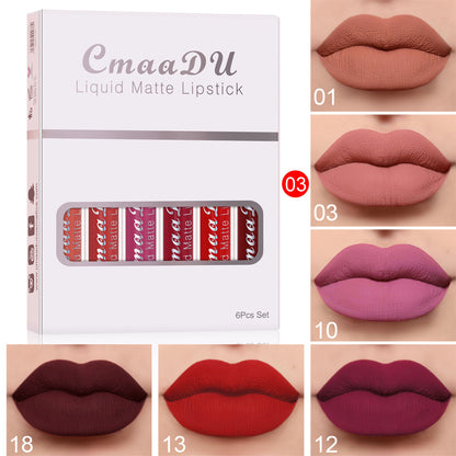 Six Boxes Of Matte Non-stick Cup Waterproof Lipstick Long Lasting Lip Gloss C