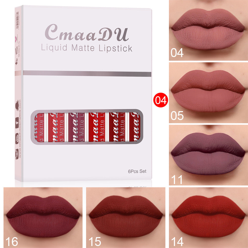 Six Boxes Of Matte Non-stick Cup Waterproof Lipstick Long Lasting Lip Gloss D