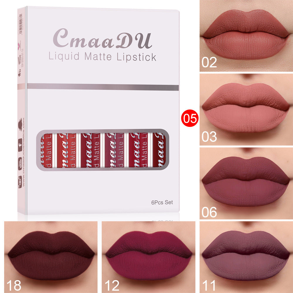 Six Boxes Of Matte Non-stick Cup Waterproof Lipstick Long Lasting Lip Gloss E