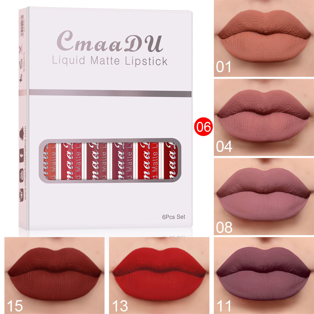 Six Boxes Of Matte Non-stick Cup Waterproof Lipstick Long Lasting Lip Gloss F