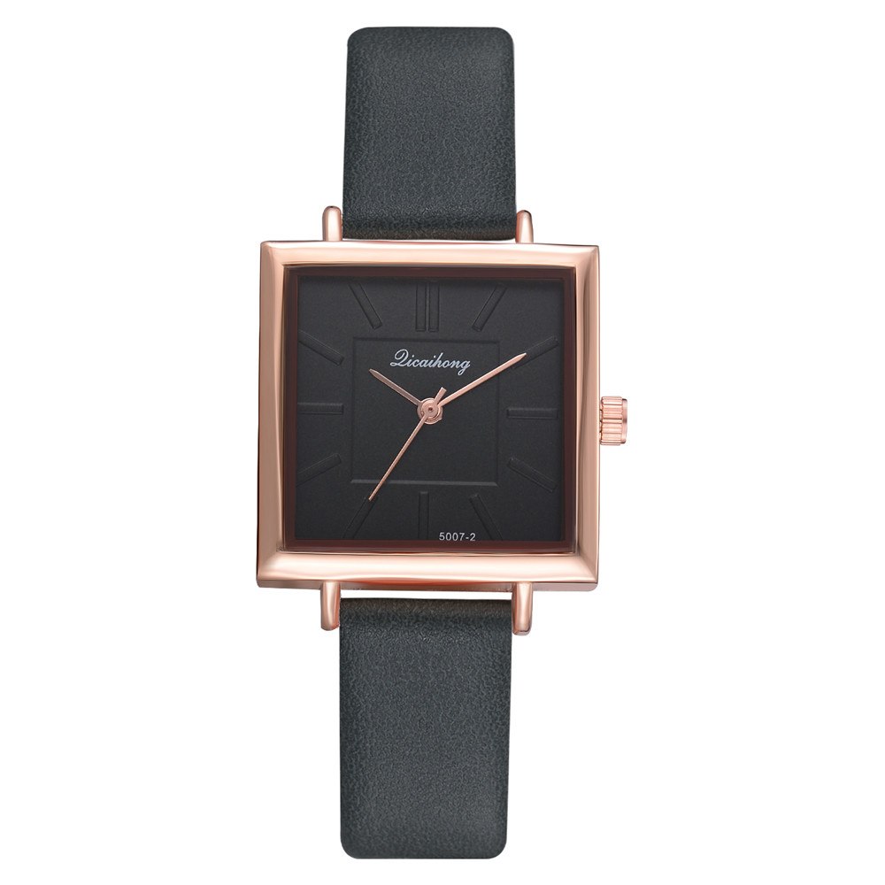 Elegant Square Women's Bracelet Wrist Watch Leather Crystal Ladies Quartz Clock Green