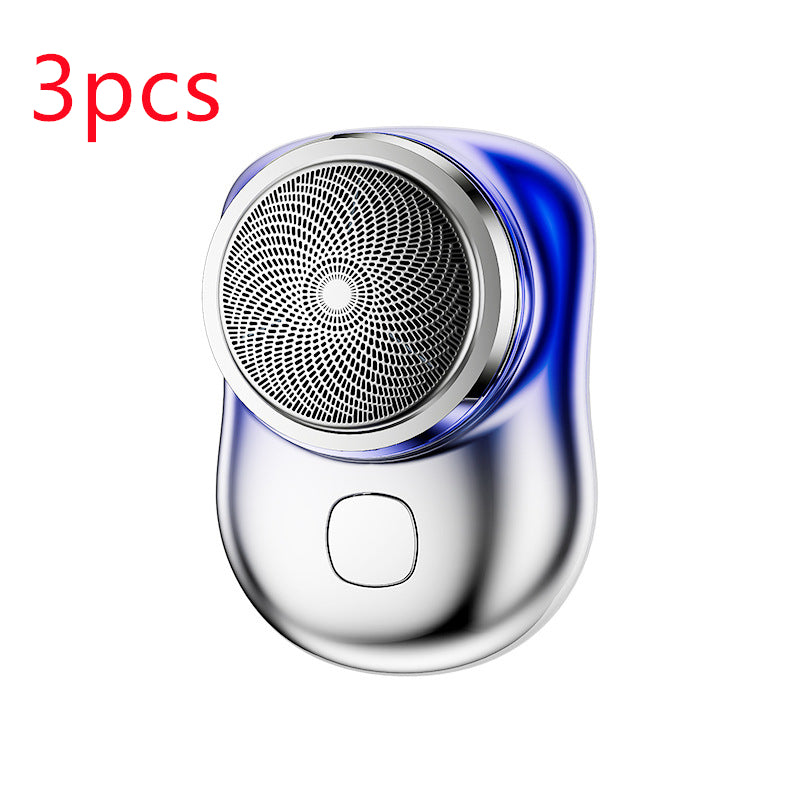 Men's Mini Portable Face Cordless Shavers Rechargeable USB Electric Shaver 3pcs Blue USB