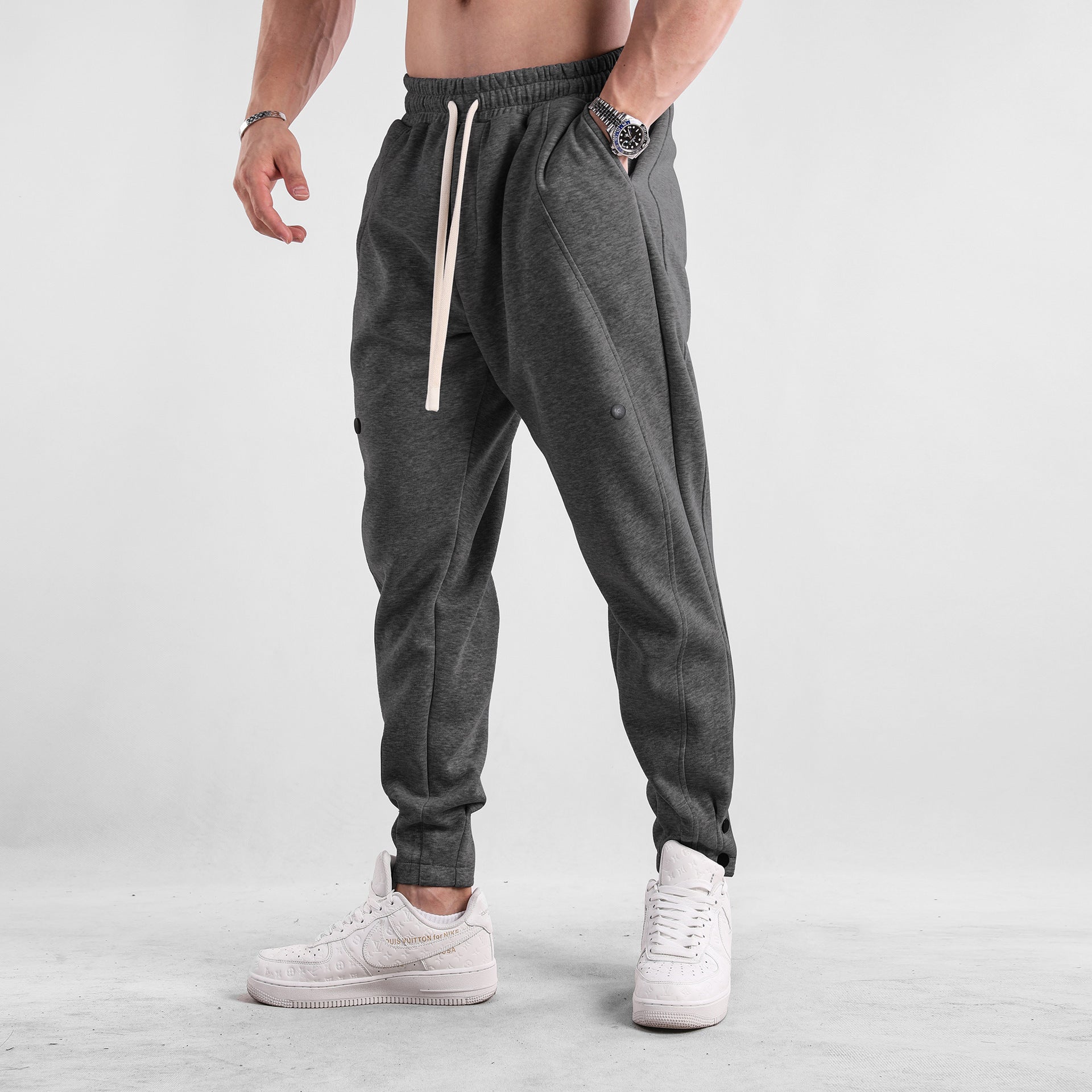 Casual Sports Trousers Loose Autumn Men's Clothing Dark Gray L