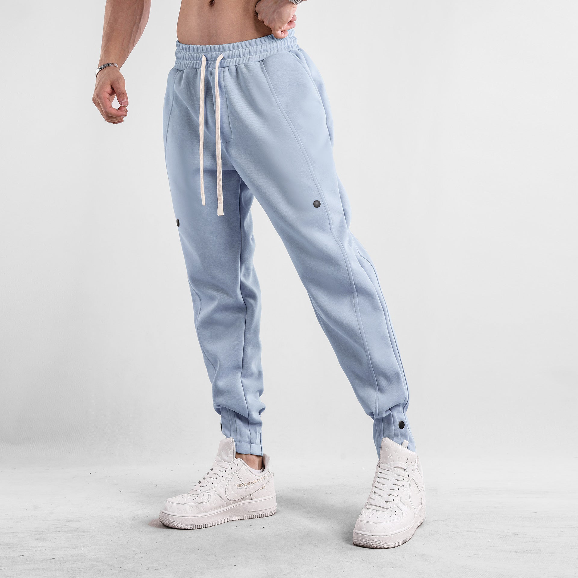 Casual Sports Trousers Loose Autumn Men's Clothing Light Blue L