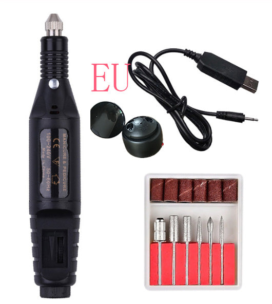 Electric Nail Polish Machine Pen Nail Art Tool Black Set USB