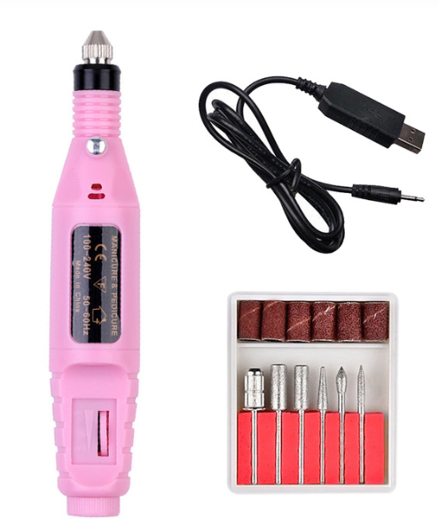 Electric Nail Polish Machine Pen Nail Art Tool Pink USB