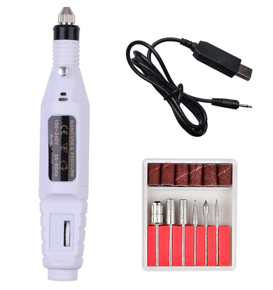 Electric Nail Polish Machine Pen Nail Art Tool White USB