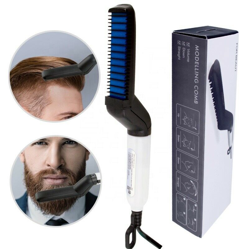 Men Multifunctional Comb Curling Electric Brush Hair Brush Beard Straightener default