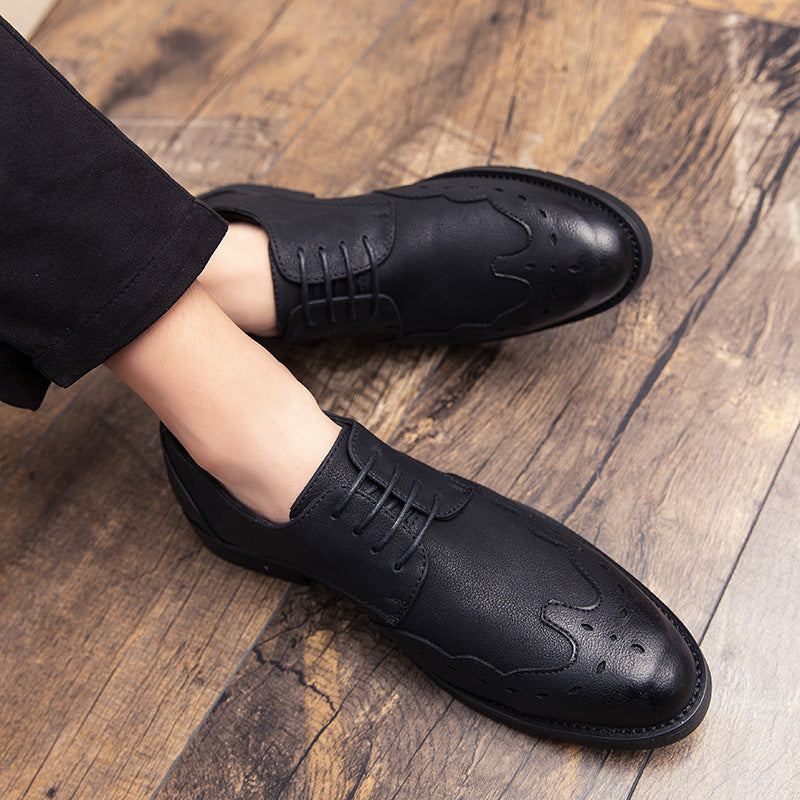 Elegant Men's Casual Office Soft Leather Pointed Shoes Male Black 38