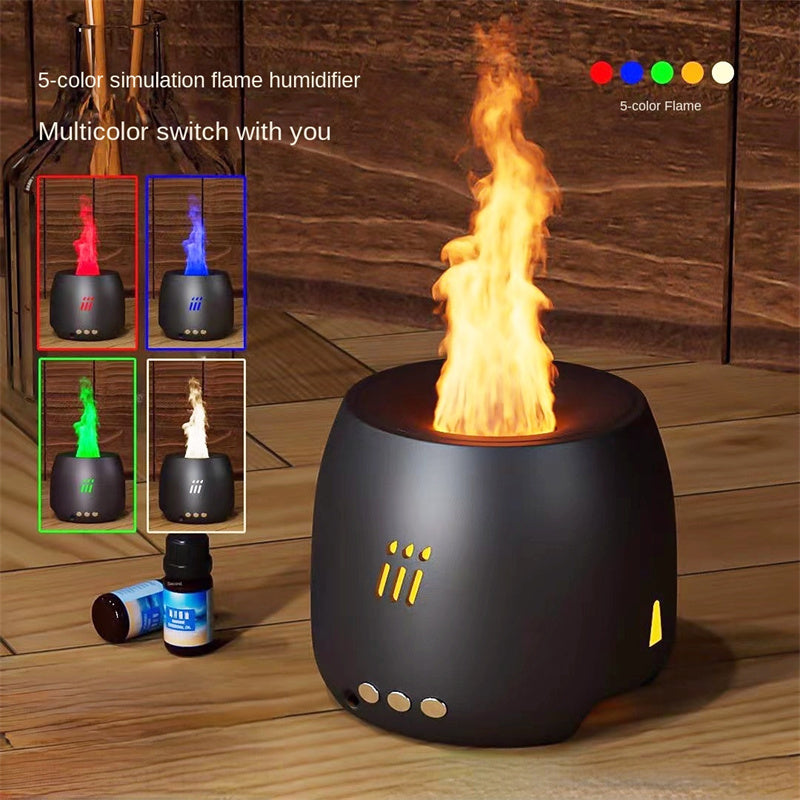 Flame Aroma Diffuser Air Humidifier Ultrasonic Cool Mist Led Essential Black 5color Atmosphere Light USB