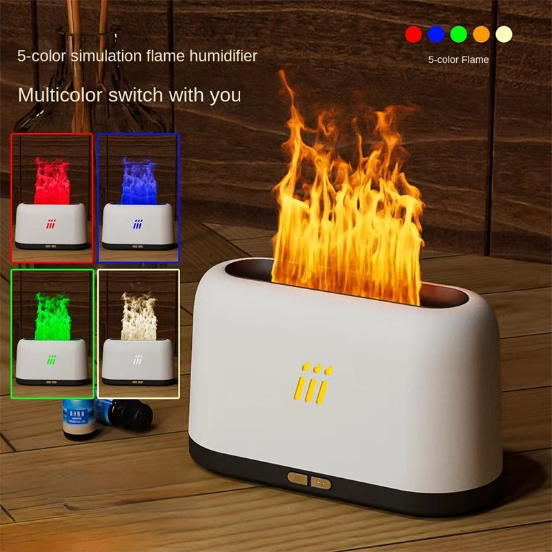 Flame Aroma Diffuser Air Humidifier Ultrasonic Cool Mist Led Essential White 5color light USB